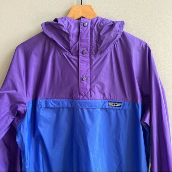 Patagonia Vintage 80s Two Tone Windbreaker Jacket Blue Purple 1/4 Zip Size Small - Picture 2 of 13